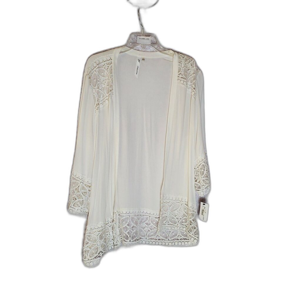 White Sheer Embroidered Blouse Size L